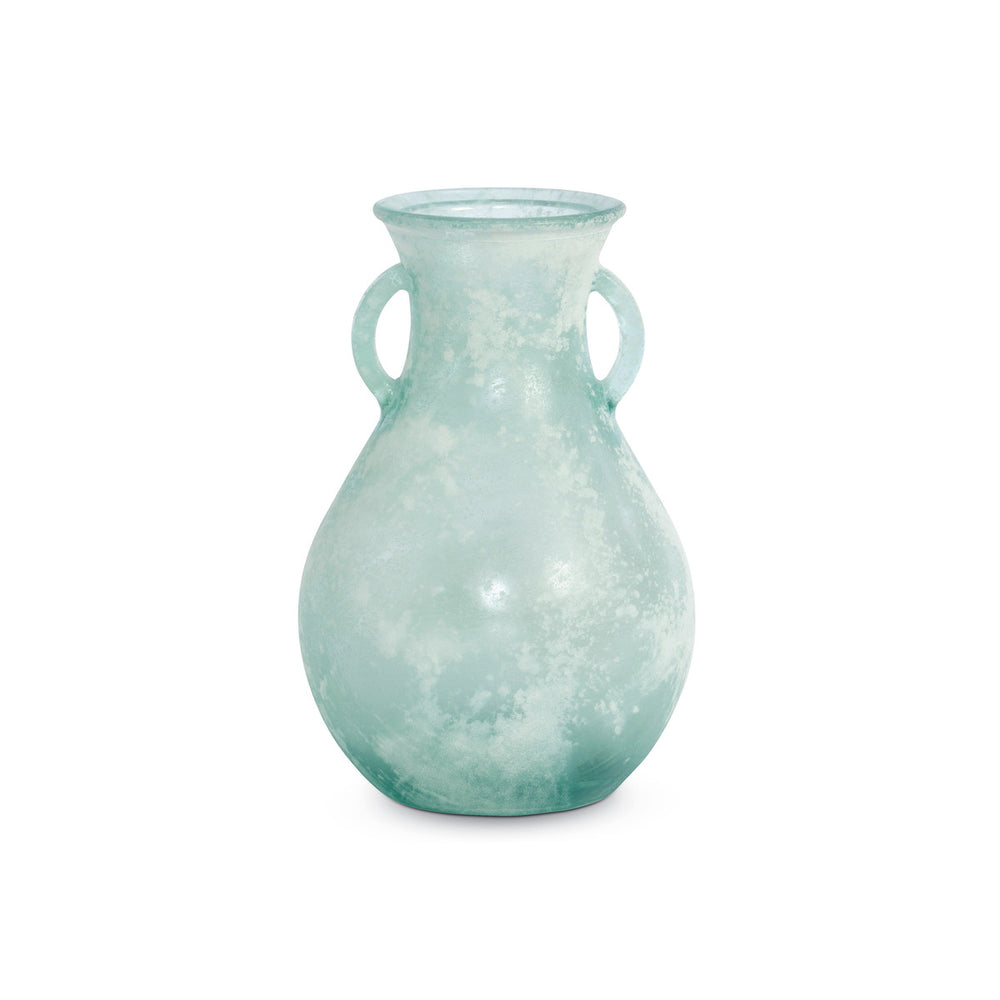 Glass Vase with Handles Frosted Seafoam Medium