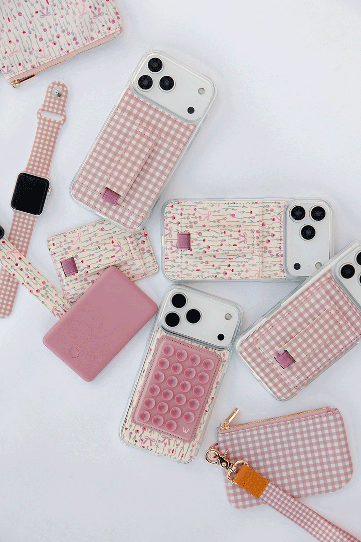Blushing Gingham Magnetic Wallet