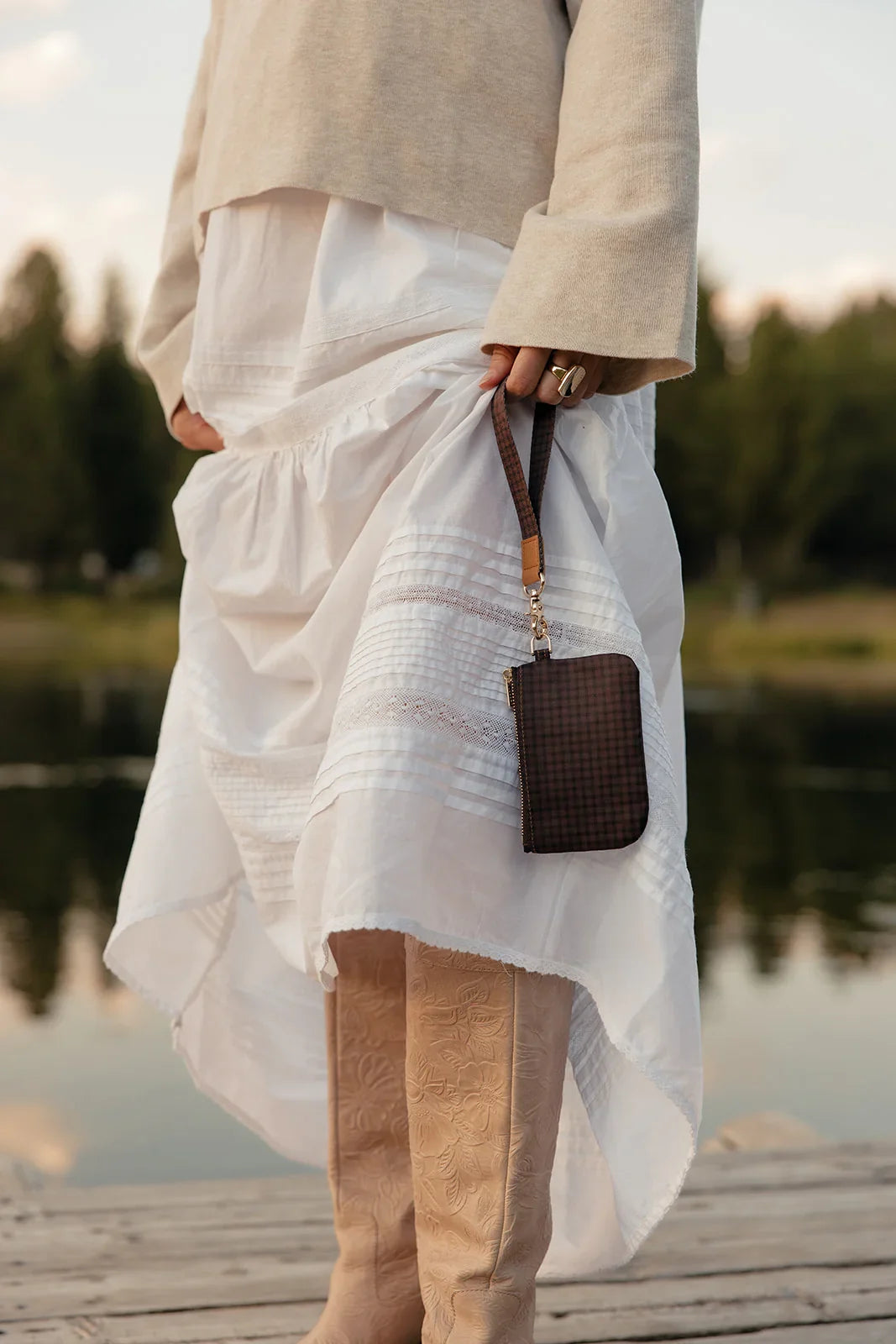 Cafe Gingham Zipper Pouch