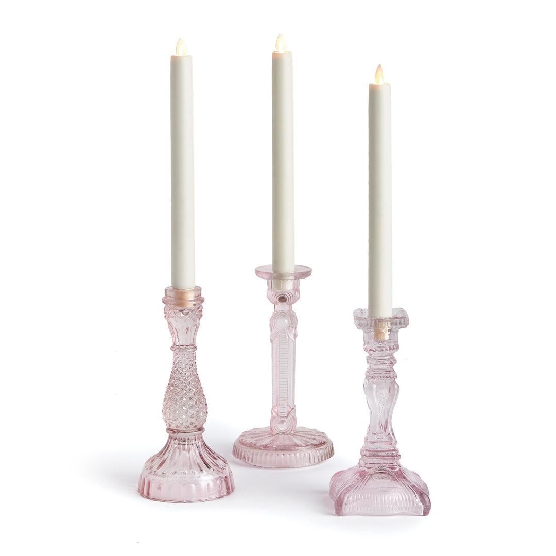 Estella Taper Holders Large, Set Of 3, Pink