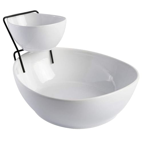 Gibson Gracious Dining 3 Piece 2 Tier Fine Ceramic Chip and Dip