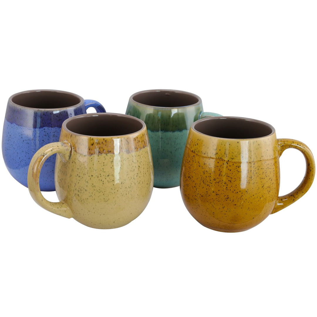 Gibson Home Hanbury 18 oz Barrel Shape Mug Set, Set of 4 Assorted