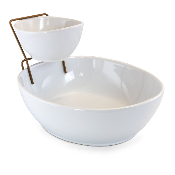 Gibson Elite Gracious Dining 2 Tier Chip and Dip Server Set with Metal
