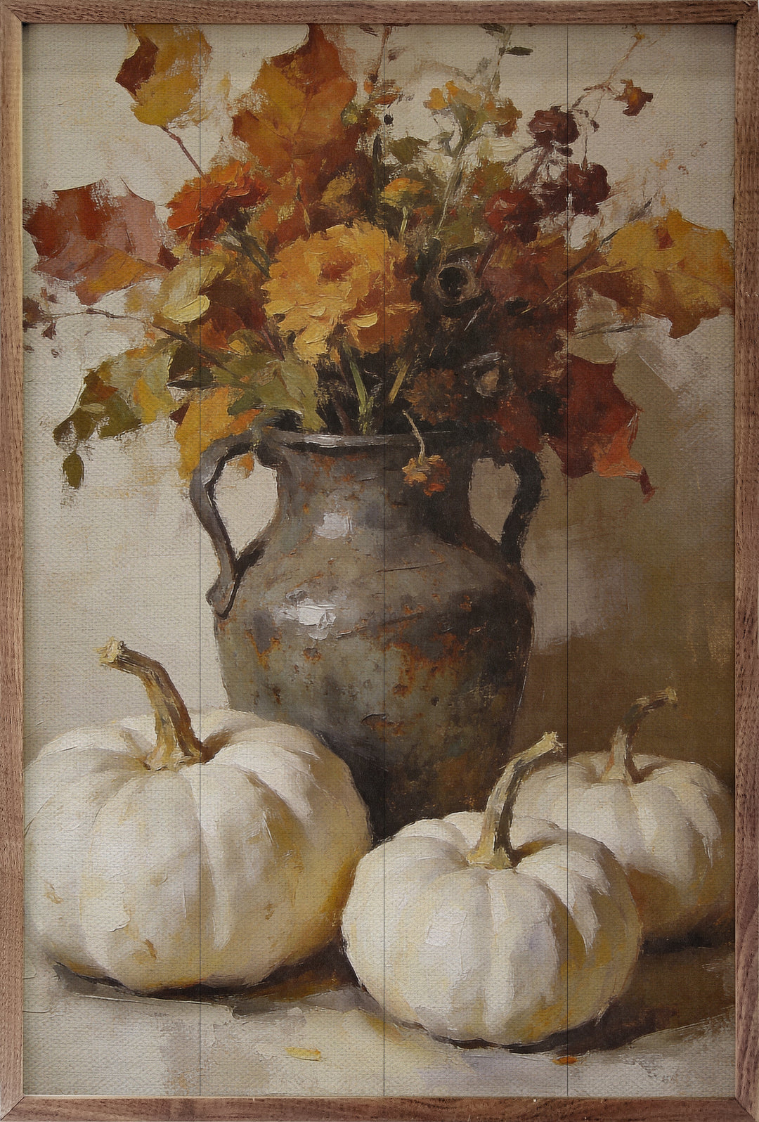 Autumn Floral And White Pumpkin Arrangement