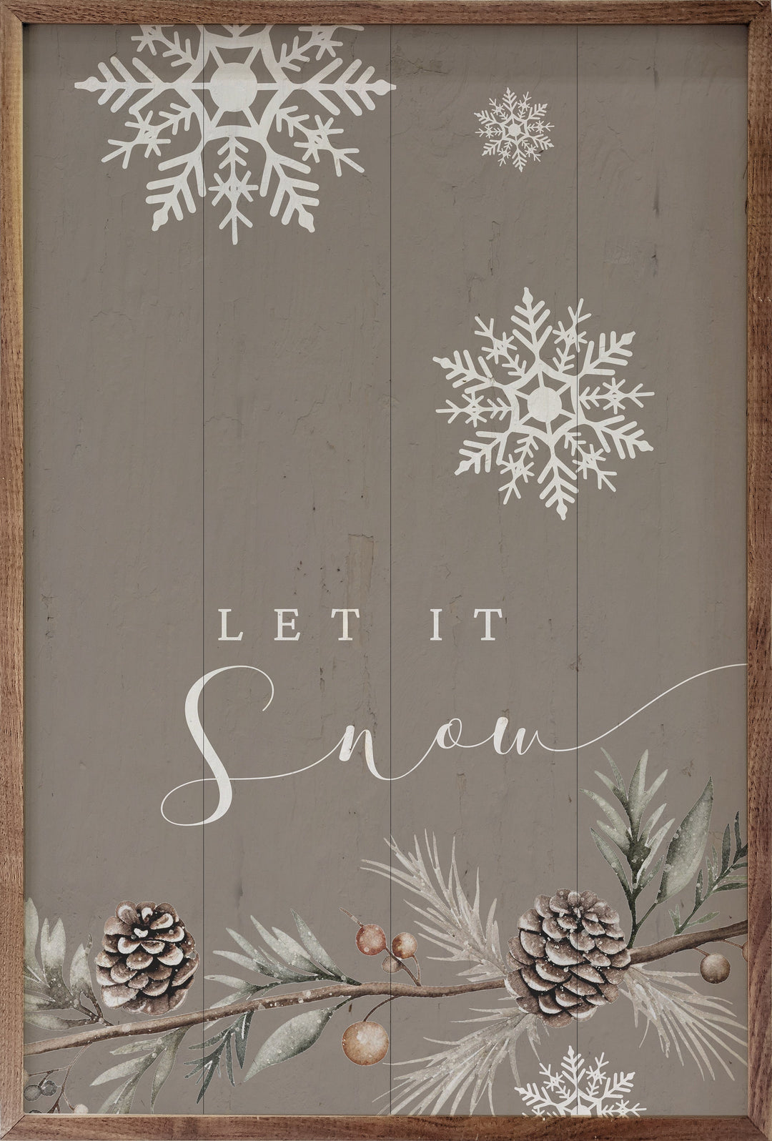 Let It Snow Snowflakes Gray