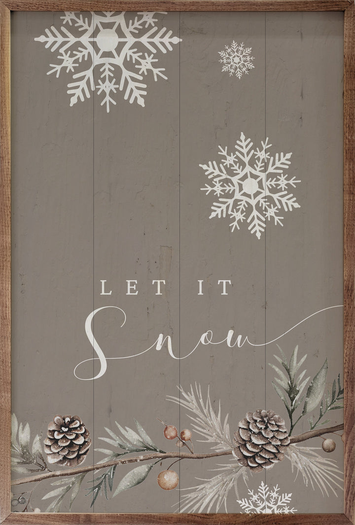 Let It Snow Snowflakes Gray