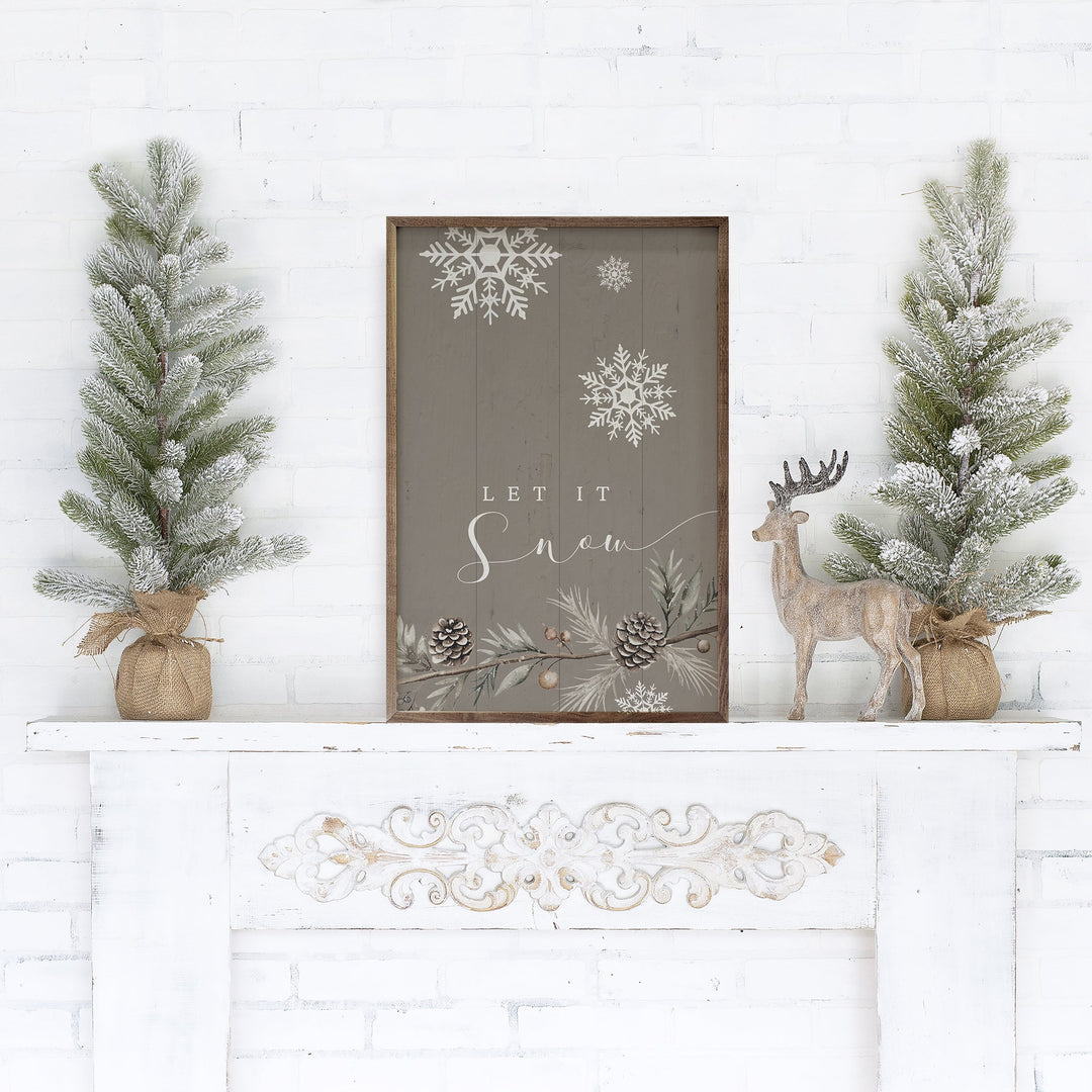 Let It Snow Snowflakes Gray