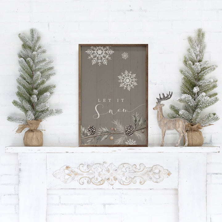 Let It Snow Snowflakes Gray
