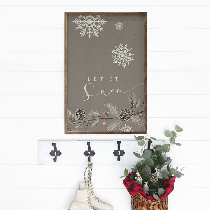 Let It Snow Snowflakes Gray
