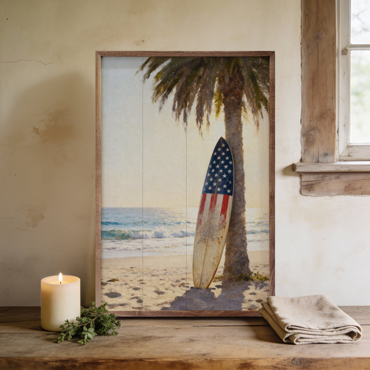 Patriotic Surfboard Beach