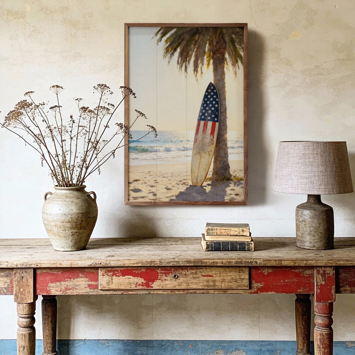 Patriotic Surfboard Beach