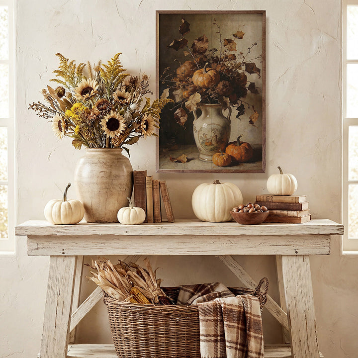 Rustic Autumn Floral With Harvest Pumpkins