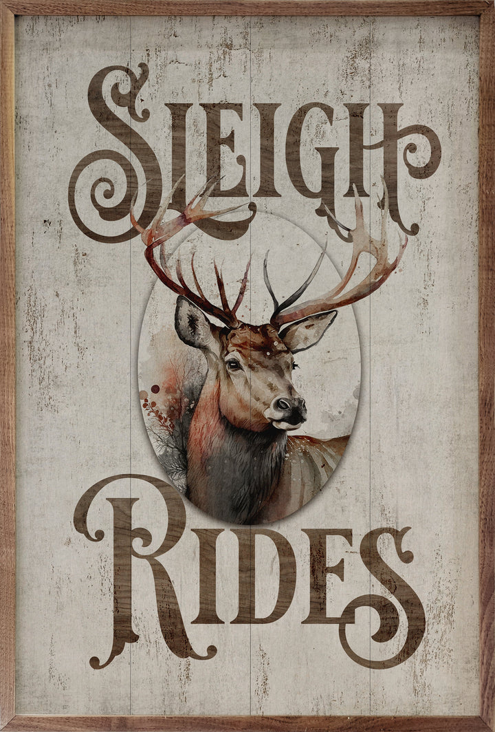 Sleigh Rides Reindeer Classic Whitewash