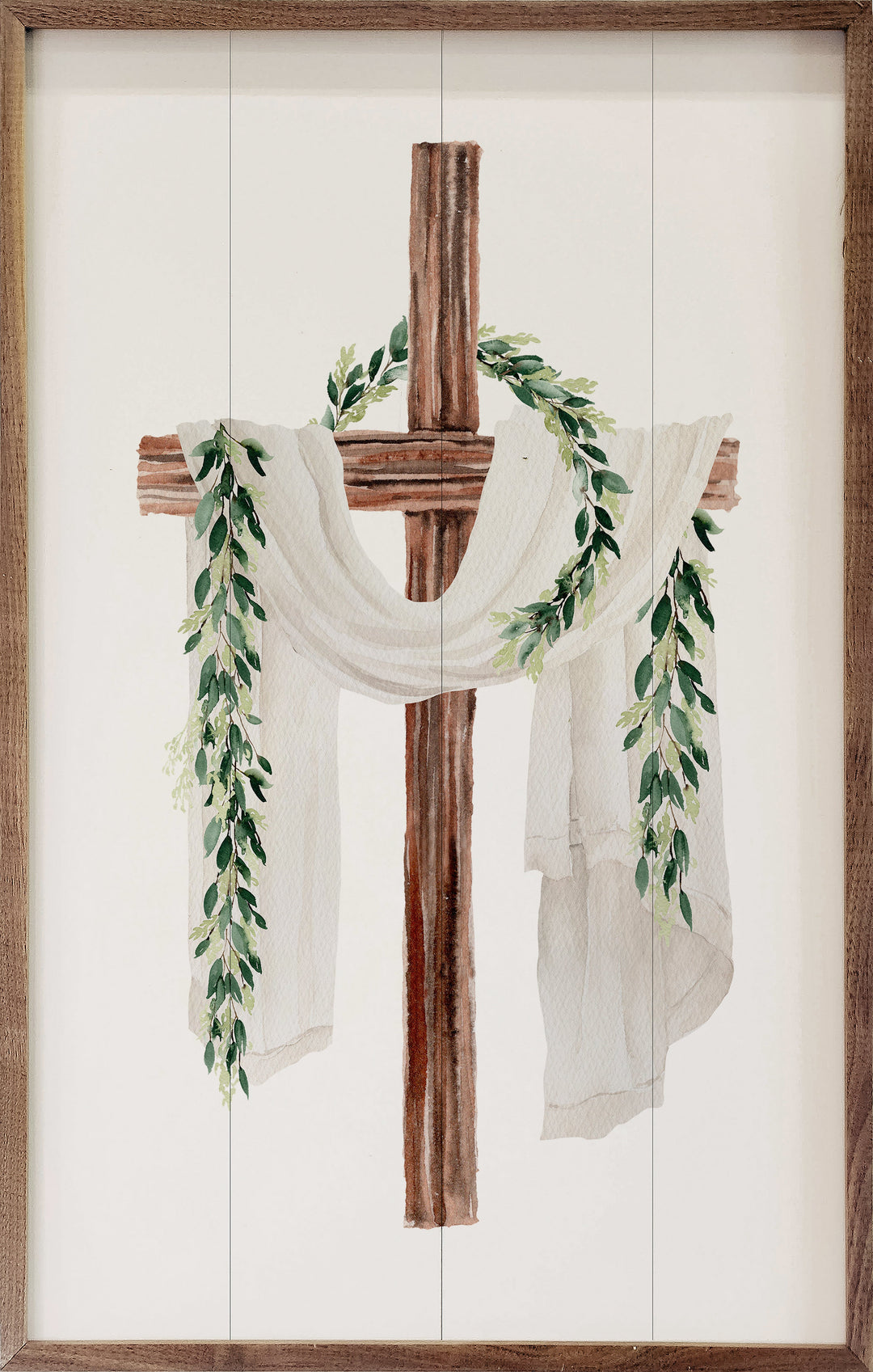 Wooden Cross With Draping Scarf