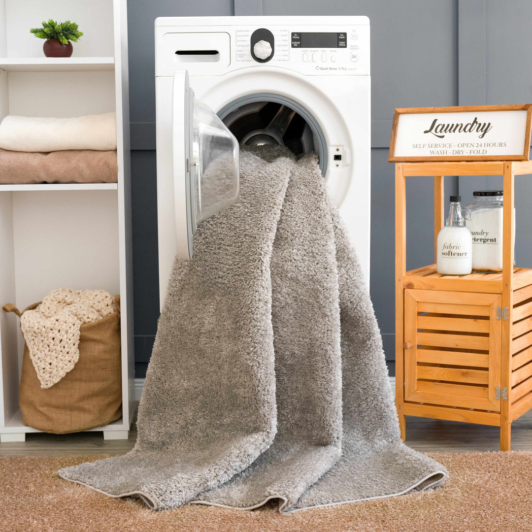 Judy Solid Gray Washable Shag Rug