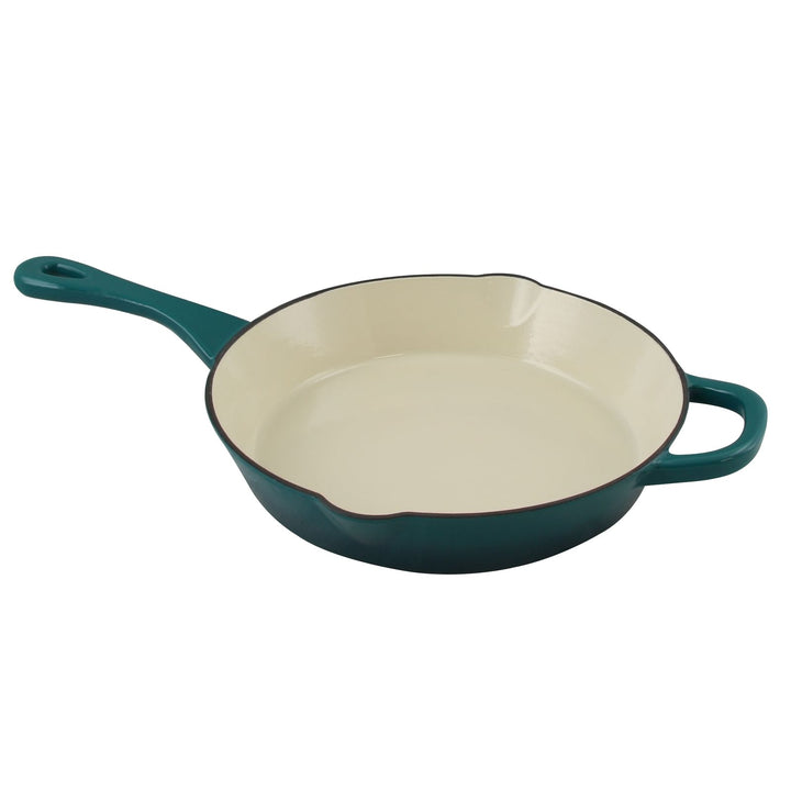 Crock Pot Artisan 10 in. Round Enameled Cast Iron Skillet in Teal