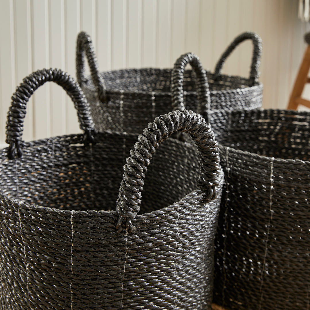 Madura Market Baskets, Set Of 3, Black