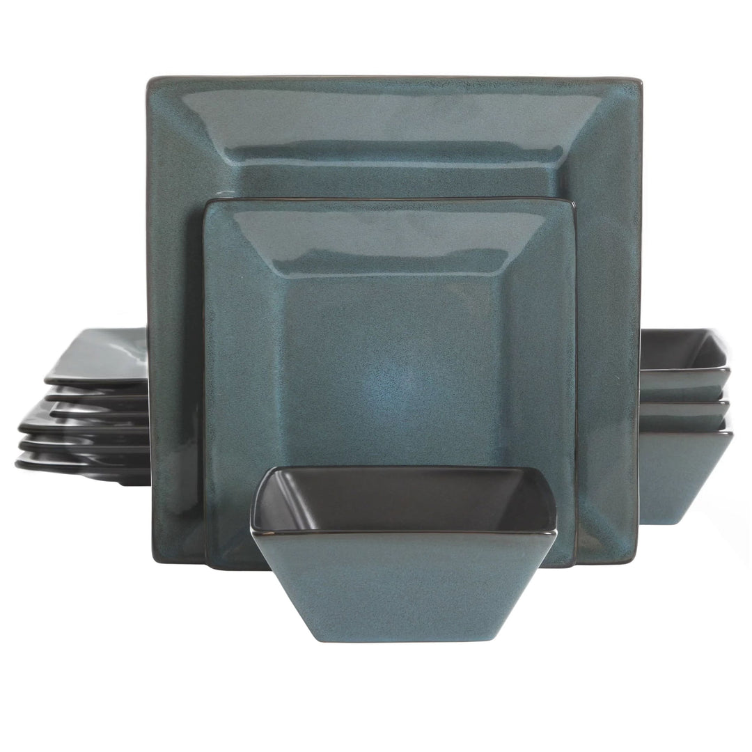 Gibson Studio Chelsea Lane 12 Piece Hard Square Stoneware Dinnerware