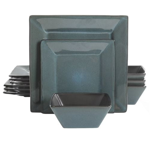 Gibson Studio Chelsea Lane 12 Piece Hard Square Stoneware Dinnerware