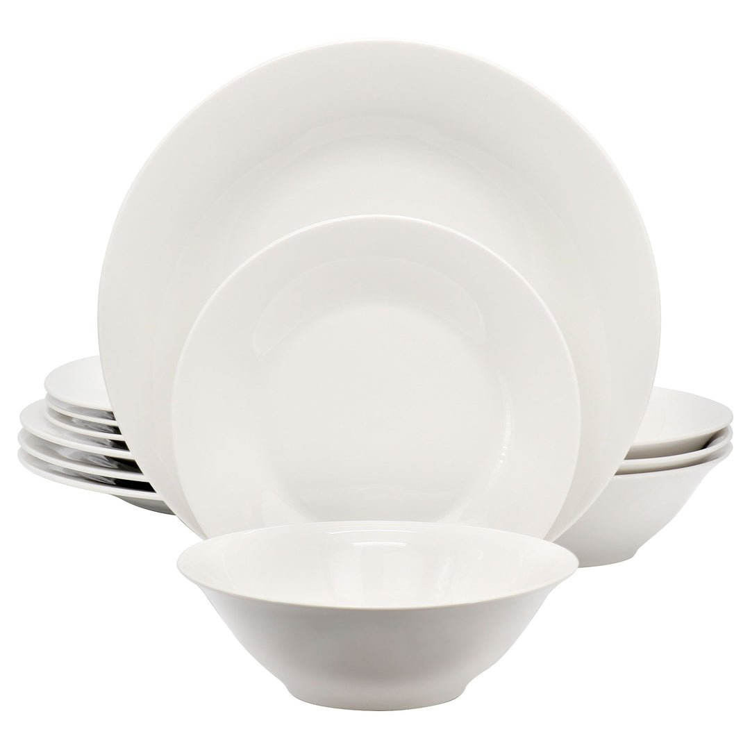 Gibson Home Everyday 12 Piece Round Fine Ceramic Dinnerware Set in