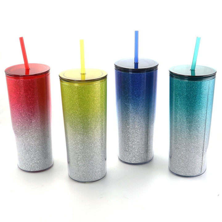 Gibson Home Rainbow Blast 4 Piece 21 Ounce Sparkly Tumbler Set in