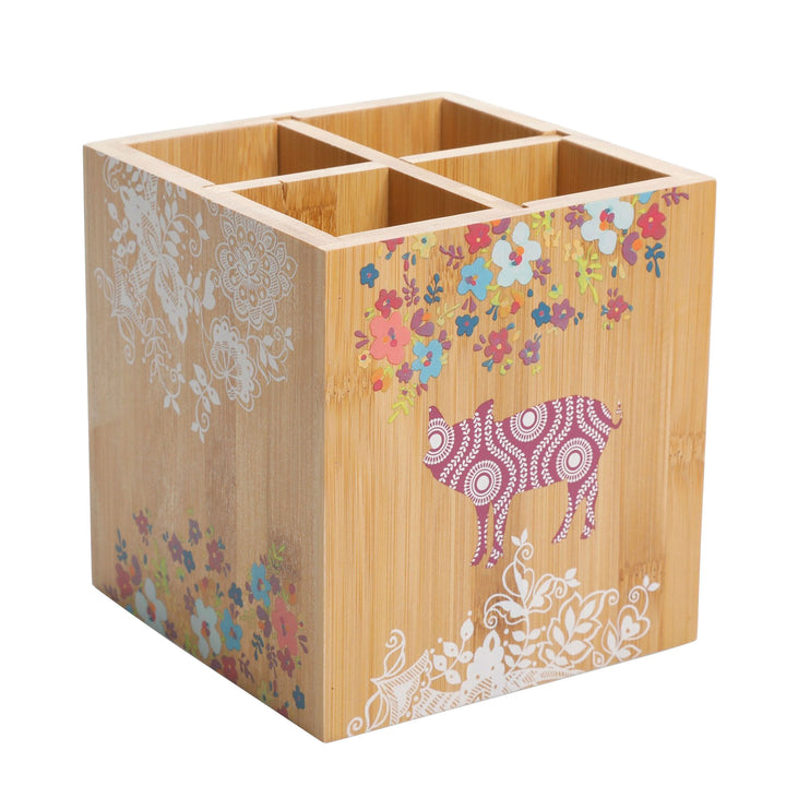 Gibson Urban Market 5.5 Inch Square Bamboo Utensil Holder in Animal