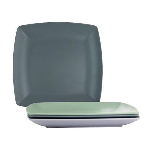 Gibson Home Grayson 4 Piece 8.5 Inch Square Melamine Dessert Plate Set