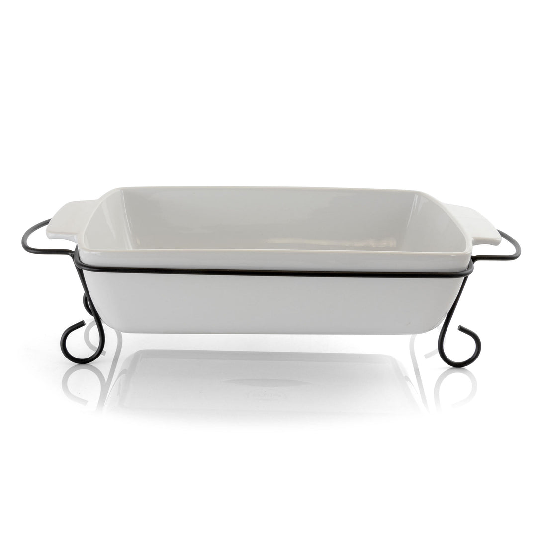 Gibson Elite 2 Piece Rectangle 15.5 Inch Stoneware Bakeware with Metal