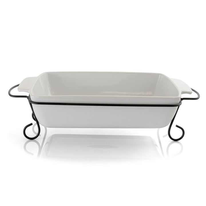 Gibson Elite 2 Piece Rectangle 15.5 Inch Stoneware Bakeware with Metal