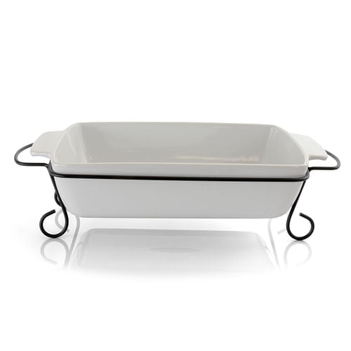Gibson Elite 2 Piece Rectangle 15.5 Inch Stoneware Bakeware with Metal