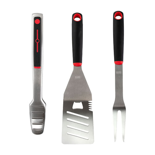 Gibson Home Huckleberry 3 Piece Stainless Steel BBQ Tool Set in Black