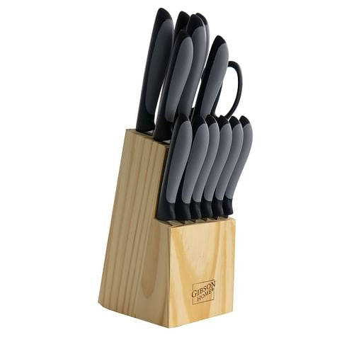 Gibson Home Dorain 14 Piece Stainless Steel Cutlery Set in Black with