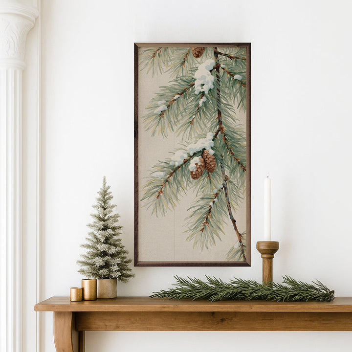 Pine Branch With Snow Vertical