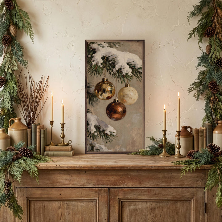 Three Gold And Brown Ornaments