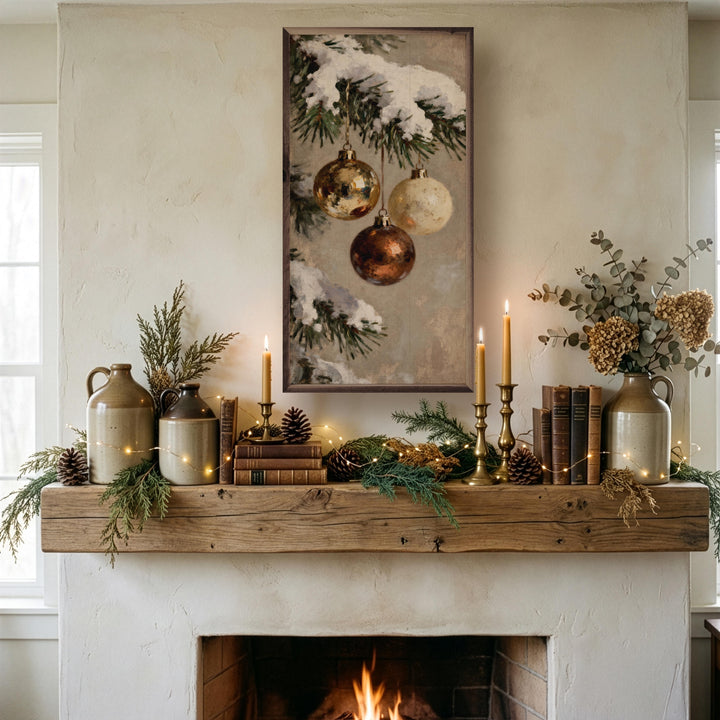 Three Gold And Brown Ornaments