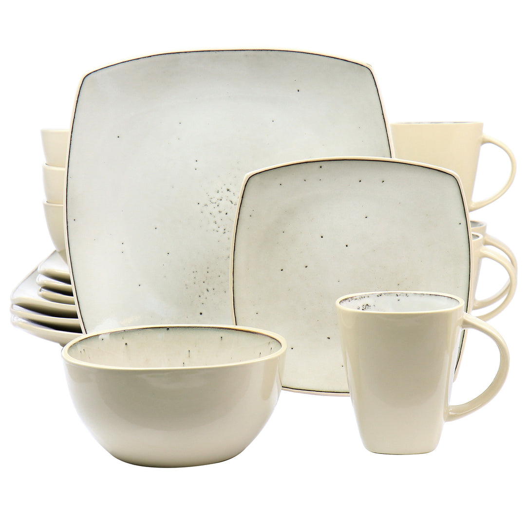 Gibson Elite Soho Lounge 16 Piece Stoneware Dinnerware Set in Light