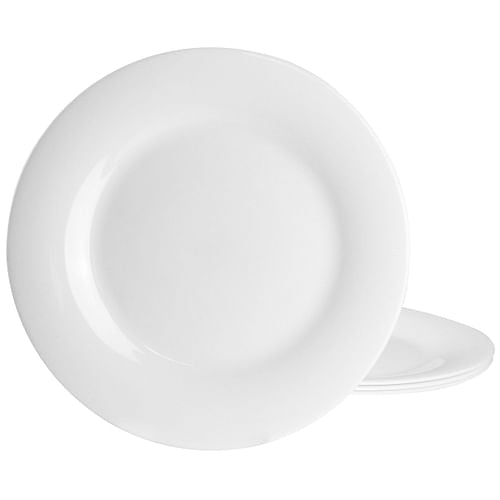 Gibson Ultra Farthington 4 Piece Tempered Opal Glass Dinner Plate Set