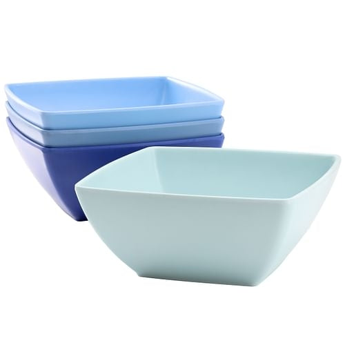 Gibson Home Grayson 4 Piece 6 Inch Square Melamine Dinner Bowl Set in