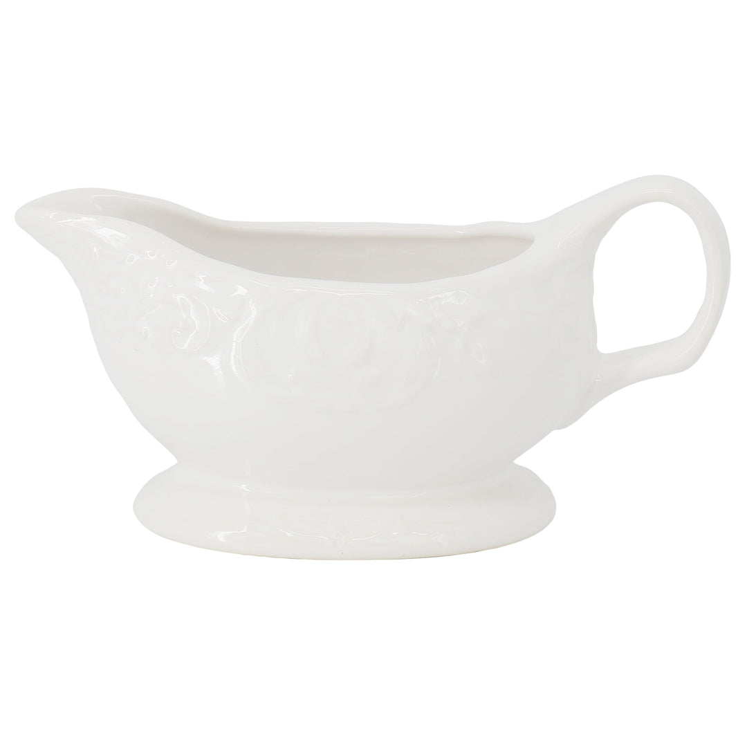 Gibson Home Bountiful Joy 15 Ounce Embossed Durastone Gravy Boat in