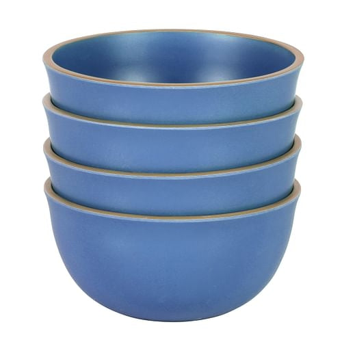 Gibson Home Rockabye 4 Piece 6.1 Inch Melamine Cereal Bowl Set in Blue