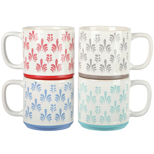 Gibson Home Morning Mist 4 Piece 18 Ounce Stoneware Mug Set in