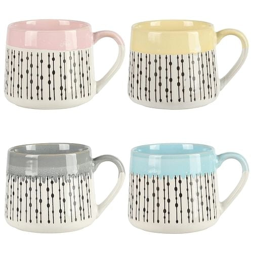 Gibson Home Morning Mist 4 Piece 15 Ounce Stoneware Belly Mug Set in