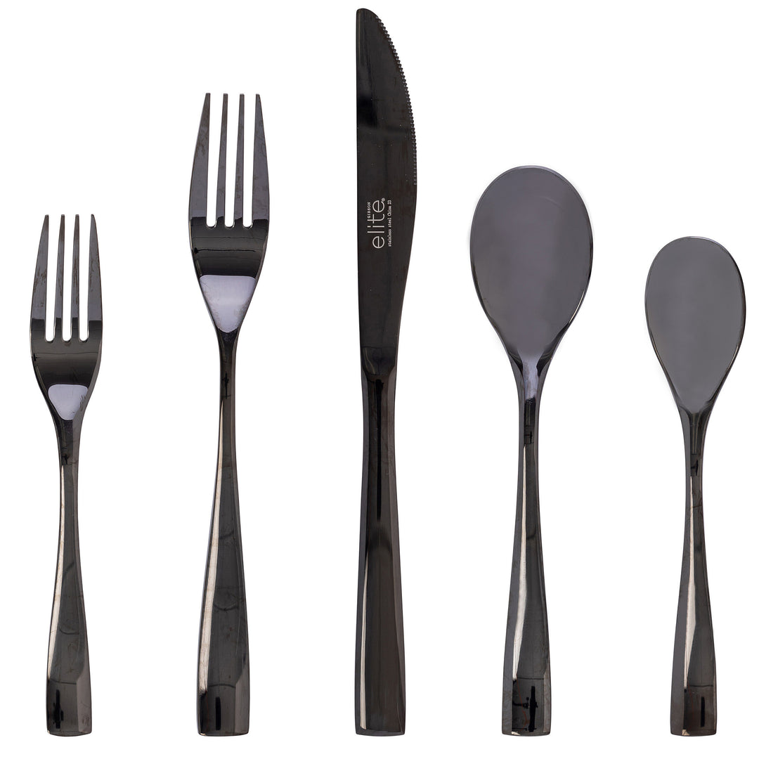 Gibson Elite Holland Road 20 Piece Black Stainless Steel Flatware Set