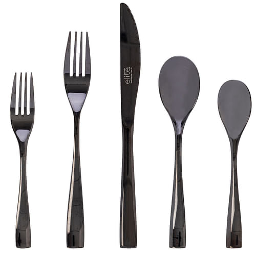 Gibson Elite Holland Road 20 Piece Black Stainless Steel Flatware Set