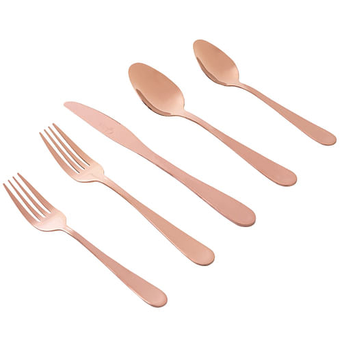 Gibson Home Stravidia 20 Piece Flatware Set in Rose Gold Stainless