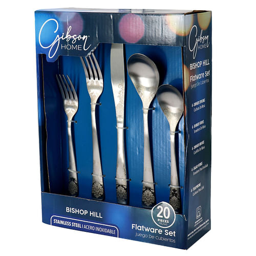Gibson Home Bishop Hill 20 Piece Stainless Steel Floral Flatware Set