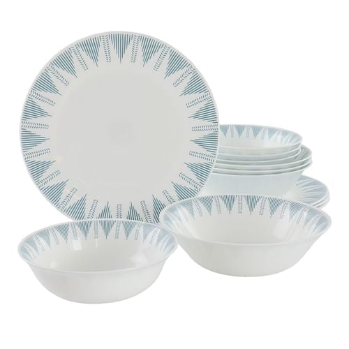 Ultra by Gibson Piper Point 12 Piece Opal Glass Dinnerware Set in