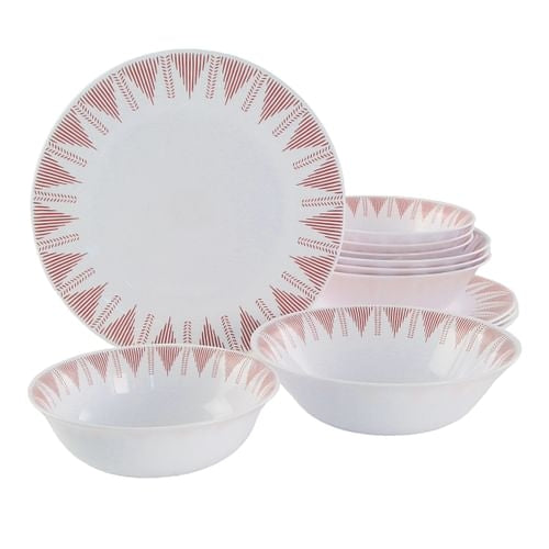 Ultra by Gibson Piper Point 12 Piece Opal Glass Dinnerware Set in