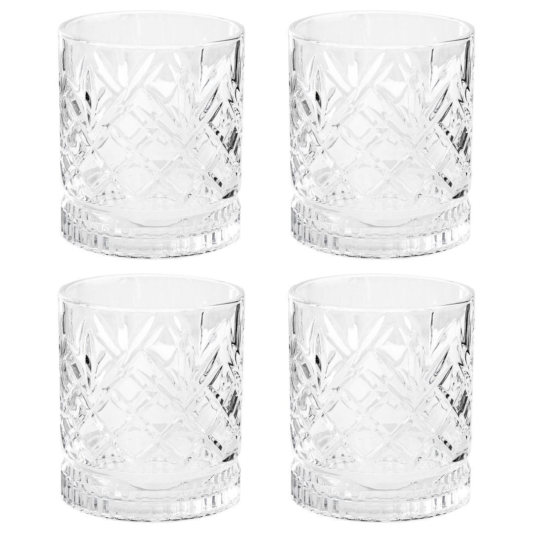 Gibson Home 4 Piece 13 Ounce Diamond Embossed Double Old Fashioned