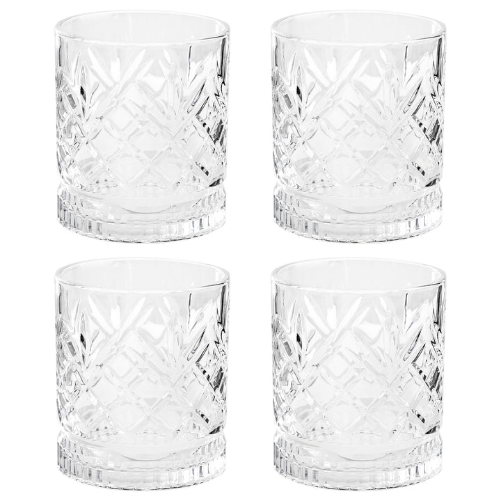 Gibson Home 4 Piece 13 Ounce Diamond Embossed Double Old Fashioned